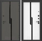 Дверь Лабиринт CARBON (Ю) Белый софт, стекло черное с фацетом